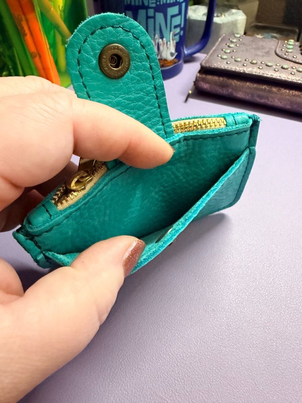 NWOT Thin Turquoise Sabrina Wallet by Portland Leather Goods - Picture 5 of 7
